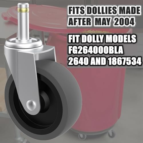 RILIDRI Replcament Casters for Brute Trash Bin Dolly Set of 5, 3-Inch Trash Can Dolly Replacement Wheels - 375LBs per Set