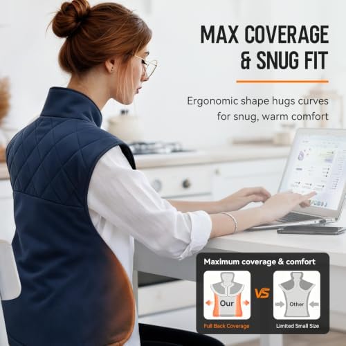 Weighted Heating Pad for Back Neck and Shoulders – Electric Shoulder Heating Wrap with 6 Heat Settings, 4 Auto-Off Timers, Fast Heating, Ultra-Soft Plush, Machine Washable – Gifts for Women and Men