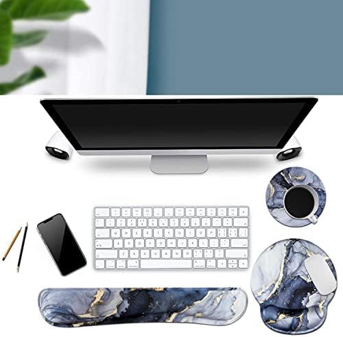 iLeadon Mouse Pad with Wrist Wrist Rest Set, Ergonomic Desk Mat Set