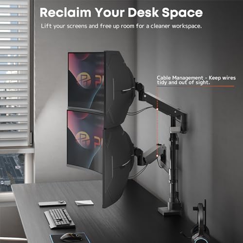 Dual Monitor Arm for 17-57'' Ultrawide Screens, Heavy Duty, Black