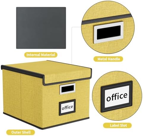 File Organizer Box with Lids, Collapsible File Folder Organizer