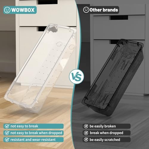 WOWBOX 16 PCS Clear Plastic Drawer Organizer Set, 4 Sizes Desk Drawer Organization and Storage Containers for Makeup, Cosmetics, Jewelry and Gadgets in Kitchen, Bathroom, Bedroom, Office, Clear
