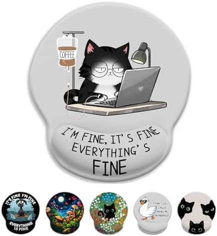 LIMKRIAN Funny Ergonomic Mouse Pad with Wrist Rest, Cat Desk Decor Gifts