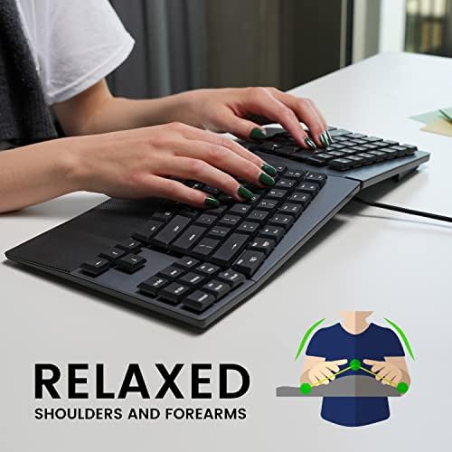 Perixx PERIBOARD-335RD Wired Ergonomic Mechanical Compact Keyboard - Low-Profile Red Linear Switches - Programmable Feature with Macro Keys - Compatible with Windows and Mac OS X - US English