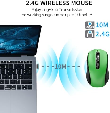 Ergonomic 6 Button Silent Wireless Side Key Mouse No Light Green