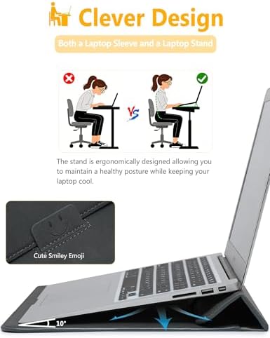 HYZUO 13.3-14 Inch Laptop Case Sleeve with Stand Feature, Space Gray