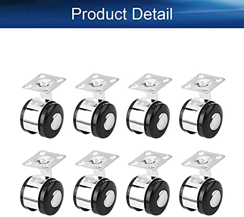 8pcs Swivel Caster Wheels Alloy Plate Mounted Caster Wheel for Office Chair 1.57inch Black Silver