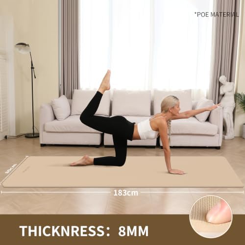 Extra Wide & Thick 8mm Yoga Mat, 72"x31.5"