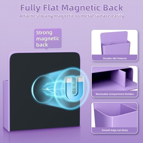 Magnetic Dry Erase Marker Holder, Magnetic Pen Holder Whiteboard Pen Holder Dry Erase Marker and Eraser Organizer,Powerful Neodymium Magnets 4pcs (Purple)