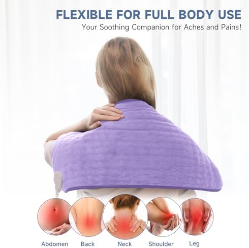 Heating Pad for Women Cramps and Back Pain Relief, Electric Heat Pad with 6 Heat Settings, Moist/Dry Heat, Auto Shut-Off, Soft & Washable, Ideal Gift for Mom, Wife, Daughter