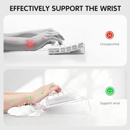 White Acrylic Keyboard Stand with Wrist Rest，Detachable/Adjustable Width