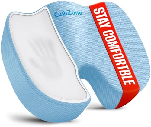 CushZone XL Memory Foam Seat Cushion for Office & Car, Light Blue
