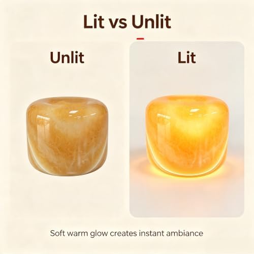 Natural Marble Lamp Cordless Touch Control Night Light Rechargeable Small Marble Table Lamp, Dimming Warm Glow Portable Marble Touch Lamp for Bedroom, Living Room, Decor Gift (Orange Jade)