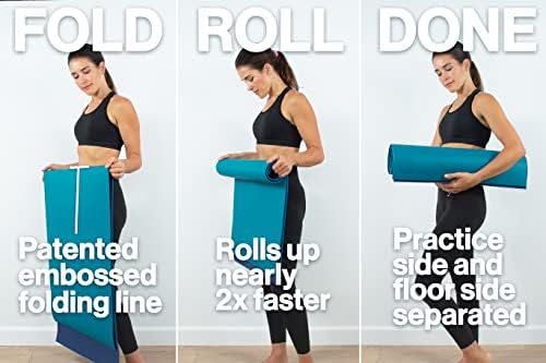Koru Fold & Roll Yoga Mat - Patented Design, Cleaner Alternative to Traditional Yoga Mats, 6mm Thick, 7P Free, SGS Certified, 68" x 24"