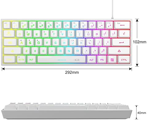 MageGee Mini 60% Gaming Keyboard, Upgrade RGB Backlit 61 Key Ultra-Compact Keyboard, TS91 Ergonomic Waterproof Mechanical Feeling Office Computer Keyboard for PC, MAC, PS4, Xbox ONE Gamer(White)