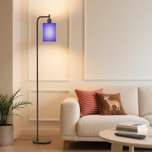 SIBRILLE Floor Lamp with Linen Shade, Dimmable Tall Standing Lamp with Remote Control & 3 Color Temperatures, Modern Floor Lamps for Living Room Bedroom Office Corner, 9W LED Bulb Included