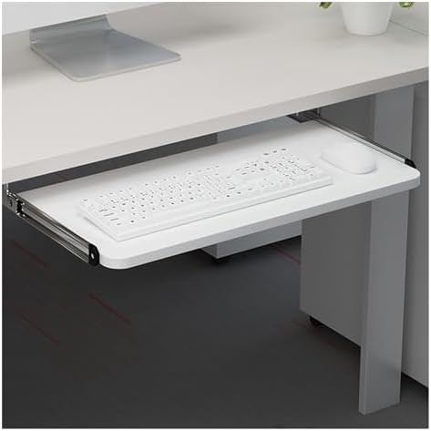 Under Desk Keyboard Drawer, 10-inch Wide Computer Tray, White Slide-Out Desktop Keyboard Shelf for Home Office Study, 65x25cm 75x25cm(29.5x10inch)