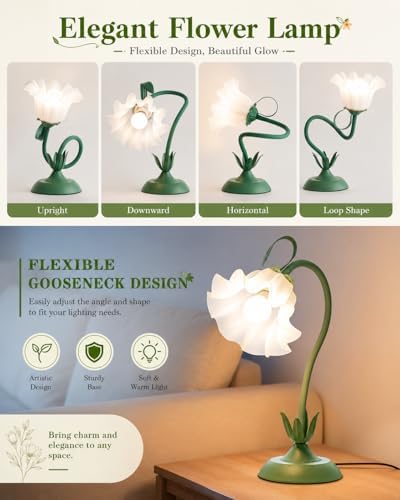 WERFOP Flower Table Lamp Cute Desk Lamp for Bedroom Home Decor