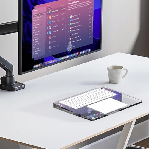 Transparent Stand and Trackpad Tray for Apple Magic Keyboard/Magic Trackpad, Ergonomic Keyboard Wrist Rest Holder Compatible with Magic Keyboard Without Numeric Keypad (Devices Not Included)