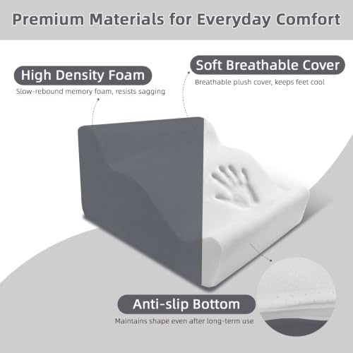 Foot Rest Ergonomic Pillow for Under Desk at Work & Handle Gray
