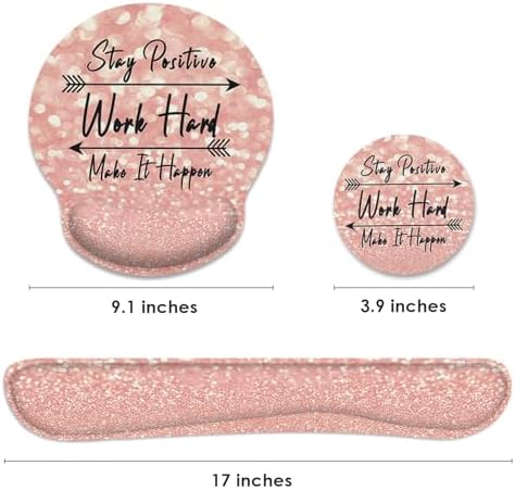 Britimes Ergonomic Mouse Pad Set with Wrist Rest, Rose Pink Gold