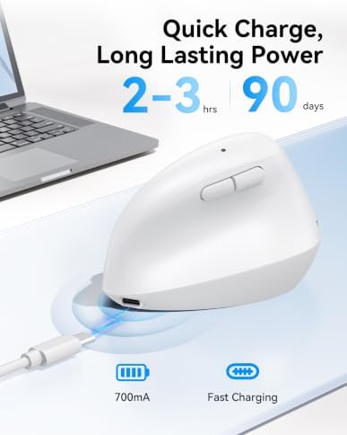 TECKNET Ergonomic Mouse, BT5.3/2.4G, Silent Wireless Vertical, Rechargeable