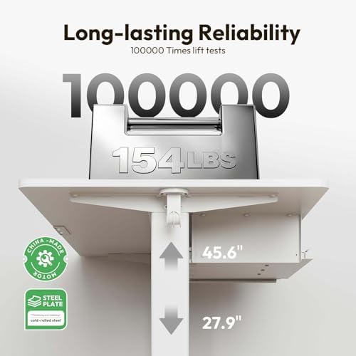 48 x 24 Inch Electric Standing Desk with Keyboard Tray, White
