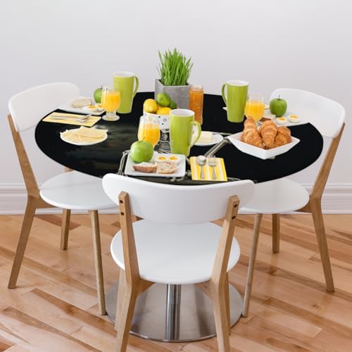 Round Tablecloth with Elastic Edged, 45-56 inch Funny Skeleton Stretching Halloween Night Table Covers Waterproof Washable Table Cloths Mat for Picnic Indoor 0utdoor Dinning Patio Table