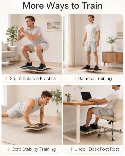 StrongTek Wooden Balance Board, Basic Rocker or Advanced 360° Wobble