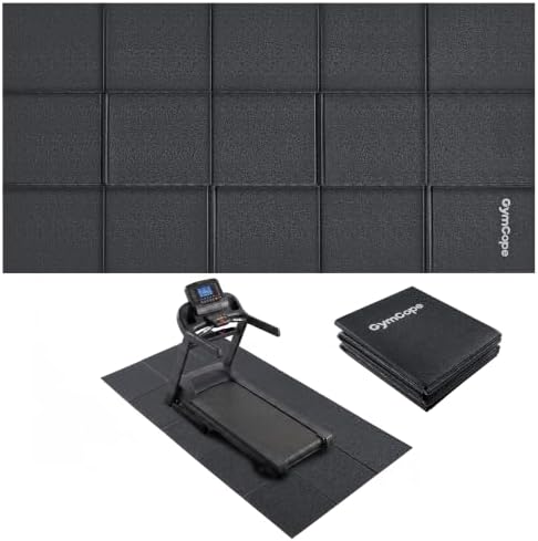GymCope Foldable Treadmill Mat for Hardwood Floors Carpet, 6mm Exercise Mat