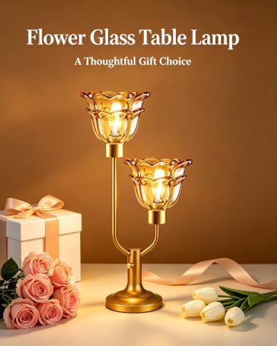 Lightdot Mid Century Modern Flower Gold Table Lamp Vintage Gift Dimmable