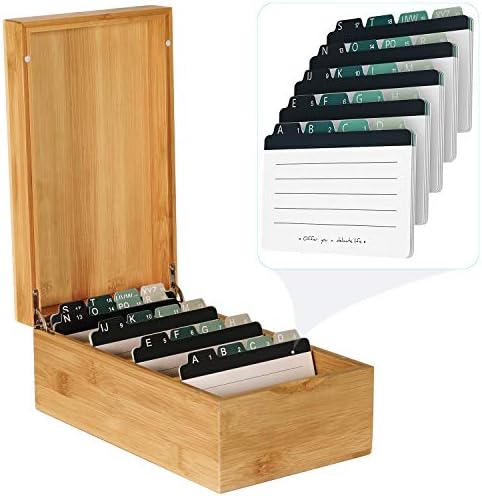 MaxGear Bamboo Business Card Organizer for 3" x 5" Cards