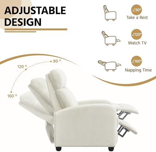 Yaheetech Recliner Chair with 3 Adjustable Angles Living Room Chairs Beige