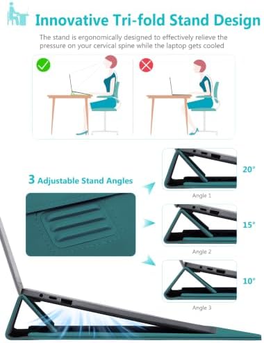 HYZUO 13 Inch Laptop Case Sleeve Bag with Adjustable Stand, Dark Green