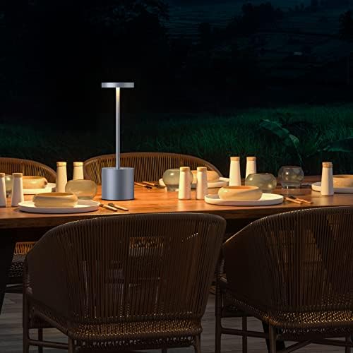 SAKRINGT 2 Pack Cordless Table Lamp Rechargeable,5000mAh Battery Operated Portable LED Table Light,Dimming Desk Lamp for Patio/Restaurant/Outdoor (Grey)