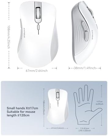 RAPIQUE Wireless Mouse - Dual Bluetooth & 2.4 GHz, White and Grey