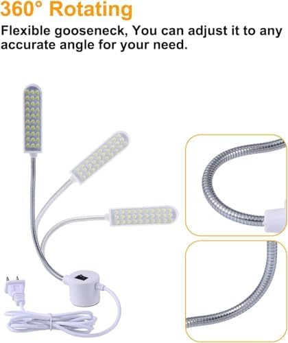 36LED Sewing Machine Light, 6.56ft Long Cord, Magnetic Base Work Lamp, 2-Pk