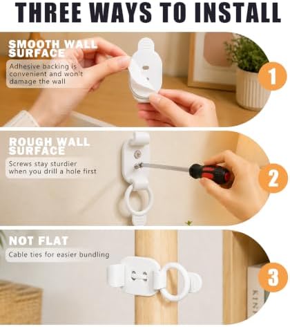 20 Pack Cable Management Clips, Adhesive Cord Organizer-White