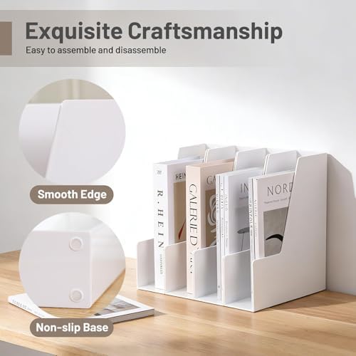 CiWiVOKi Vertical Magazine File Holder, 4 Pack, White