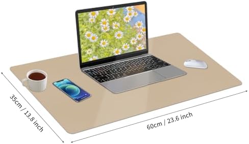 Bloss Beige Desk Mat 23.6" x 13.8", Desk Matt for Desktop, Large Leather Mouse Pad Waterproof, Computer Mat for Office Work/Home/Decor/Protector