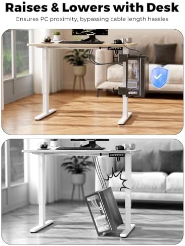 JOY worker Under Desk PC Mount for Standing Desk, Clamp-On Leg CPU Holder