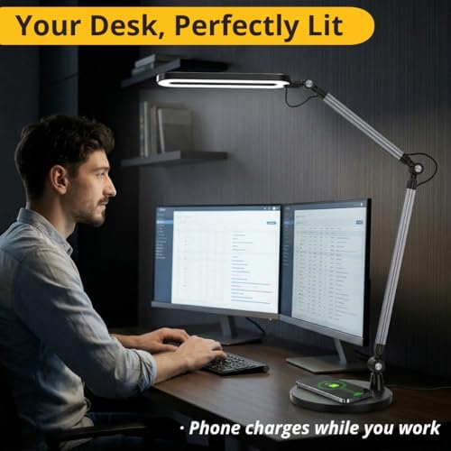 OTUS LED Architect Desk Lamp for Home Office, Adjustable Swing Arm