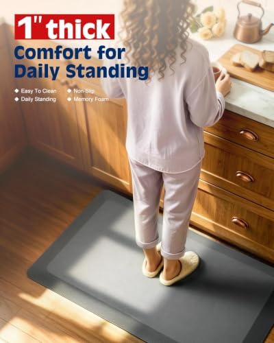 FEATOL 1 Inch Extra Thick Anti-Fatigue Mat for Standing Desk & Kitchen