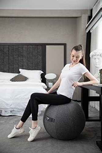 Sitting Ball Chair for Office and Home, Pilates Exercise Yoga Ball with Cover for Balance, Stability and Fitness, Ergonomic Posture Exercise Ball Seat with Handle and Pump
