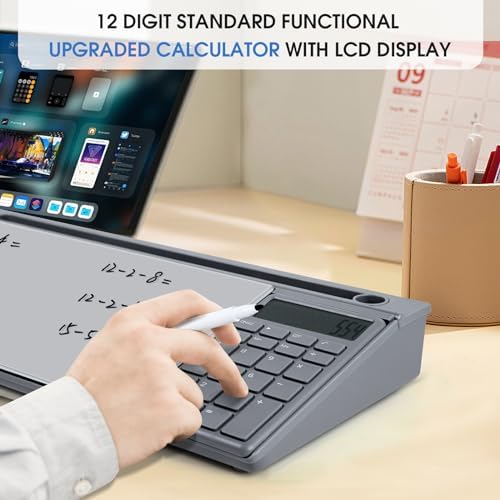 Varhomax Glass Desk Whiteboard Gray with Calculator