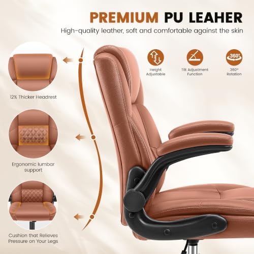 Office Desk Chair, Ergonomic Computer Chair with Flip-Up Arms