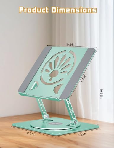 Adjustable Rotating Laptop Stand for Desk, Aluminum Riser, Green