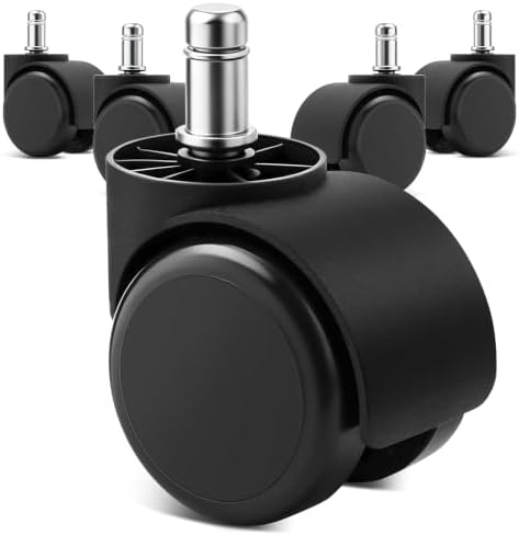 Mellewell 2" Office Chair Wheels with Cover, Black, 5 PCS