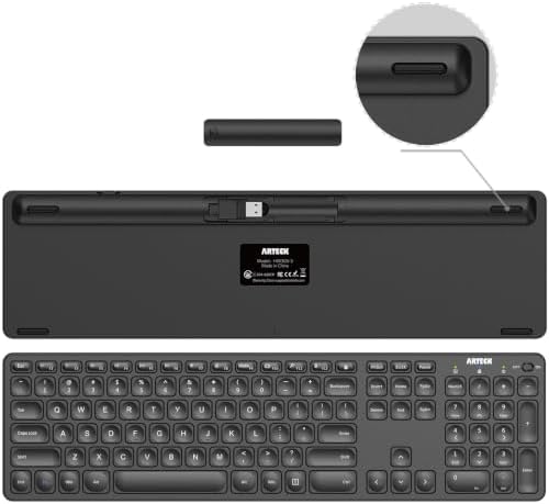 Arteck 2.4G Wireless Keyboard and Mouse Combo Ultra Slim Full Size Keyboard Keyboard and Ergonomic Mice for Computer Desktop PC Laptop and Windows 11/10/8/7 Build in USB-C Rechargeable Battery