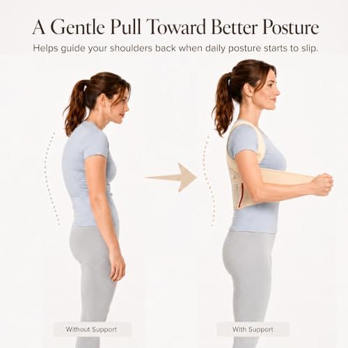 Posture Corrector for Women, Beige Back Straightener for Rounded Shoulders